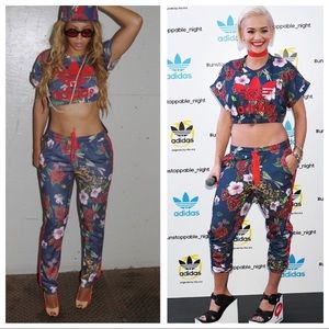ADIDAS X RITA ORA FLORAL CROP TOP & MATCHING PANTS